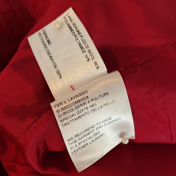 Victor Victoria Red Zipper Jacket Leather Trim Size IT42, USA M - Picture 11 of 13